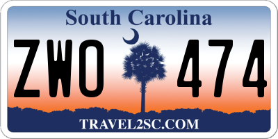SC license plate ZWO474