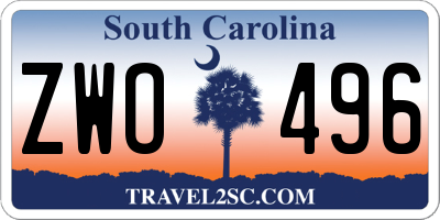 SC license plate ZWO496