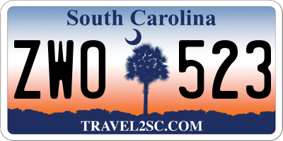 SC license plate ZWO523