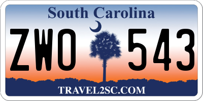 SC license plate ZWO543