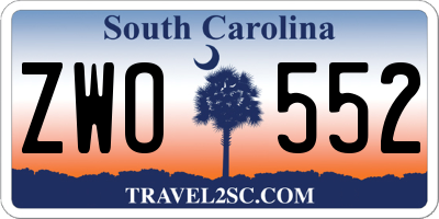 SC license plate ZWO552