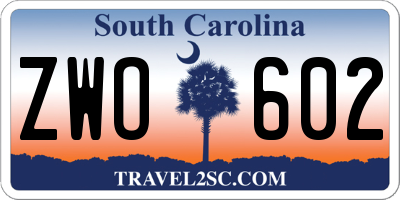 SC license plate ZWO602
