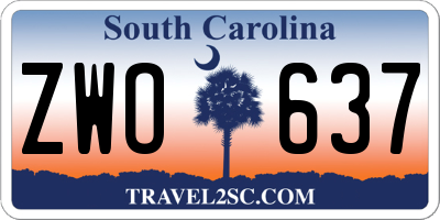 SC license plate ZWO637
