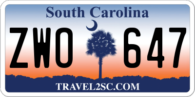 SC license plate ZWO647
