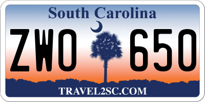 SC license plate ZWO650
