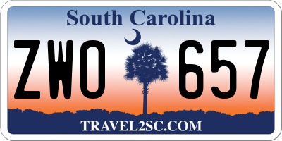 SC license plate ZWO657