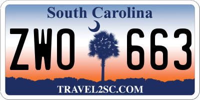 SC license plate ZWO663
