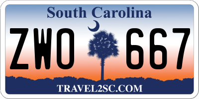 SC license plate ZWO667