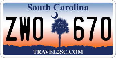 SC license plate ZWO670