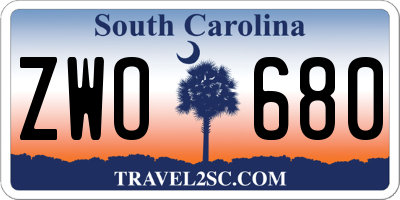 SC license plate ZWO680