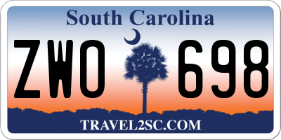 SC license plate ZWO698
