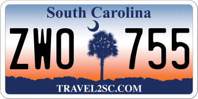 SC license plate ZWO755