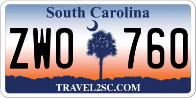 SC license plate ZWO760