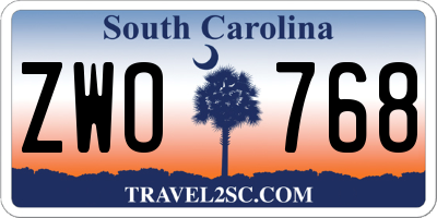 SC license plate ZWO768