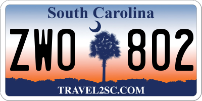 SC license plate ZWO802