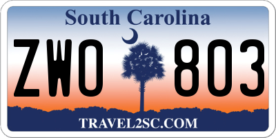 SC license plate ZWO803