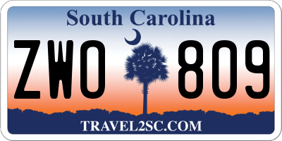 SC license plate ZWO809