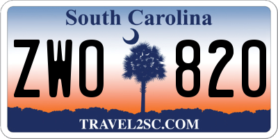 SC license plate ZWO820