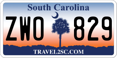 SC license plate ZWO829