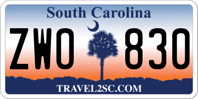 SC license plate ZWO830
