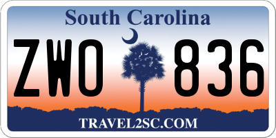 SC license plate ZWO836