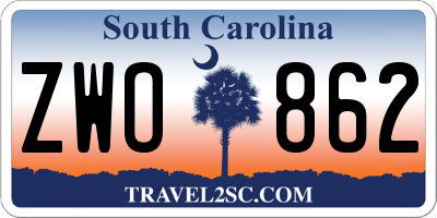 SC license plate ZWO862