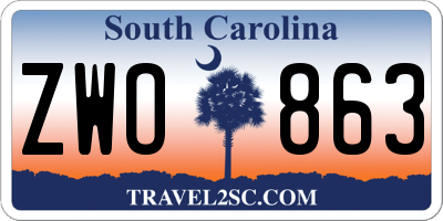 SC license plate ZWO863