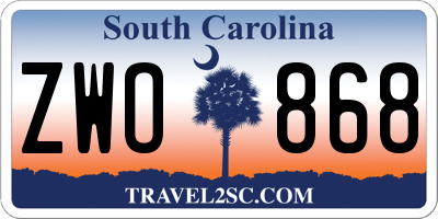 SC license plate ZWO868