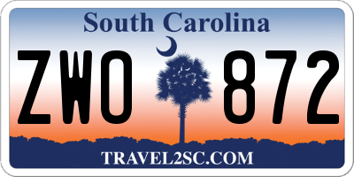 SC license plate ZWO872