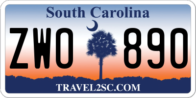SC license plate ZWO890