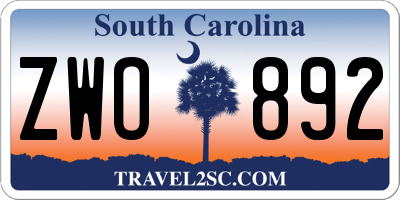 SC license plate ZWO892
