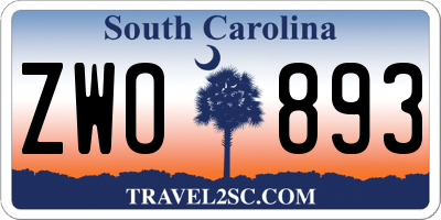 SC license plate ZWO893