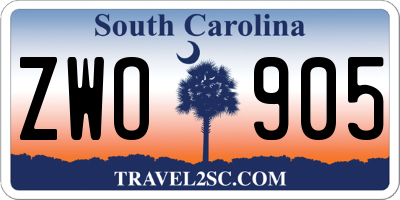SC license plate ZWO905