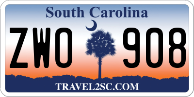 SC license plate ZWO908