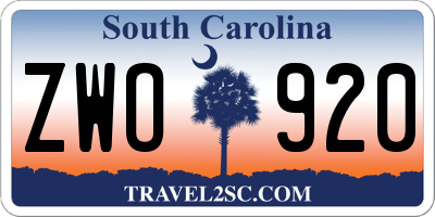 SC license plate ZWO920