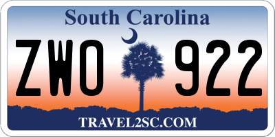 SC license plate ZWO922