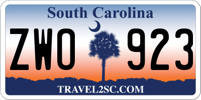 SC license plate ZWO923