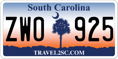 SC license plate ZWO925