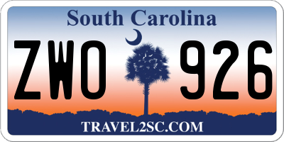 SC license plate ZWO926