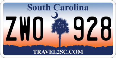 SC license plate ZWO928