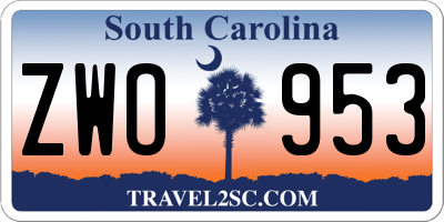 SC license plate ZWO953