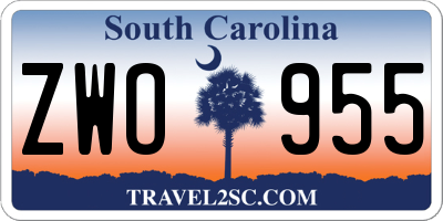 SC license plate ZWO955