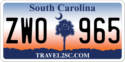SC license plate ZWO965