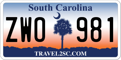SC license plate ZWO981
