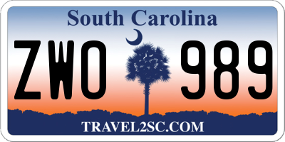 SC license plate ZWO989