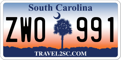 SC license plate ZWO991