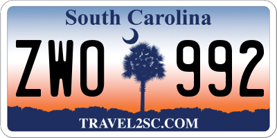 SC license plate ZWO992