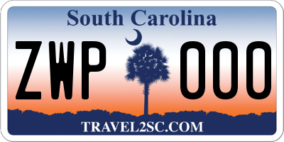 SC license plate ZWP000