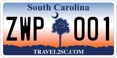 SC license plate ZWP001