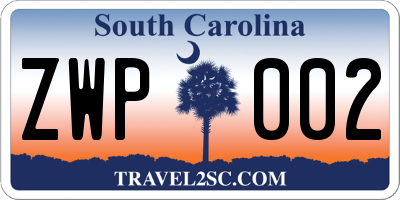 SC license plate ZWP002